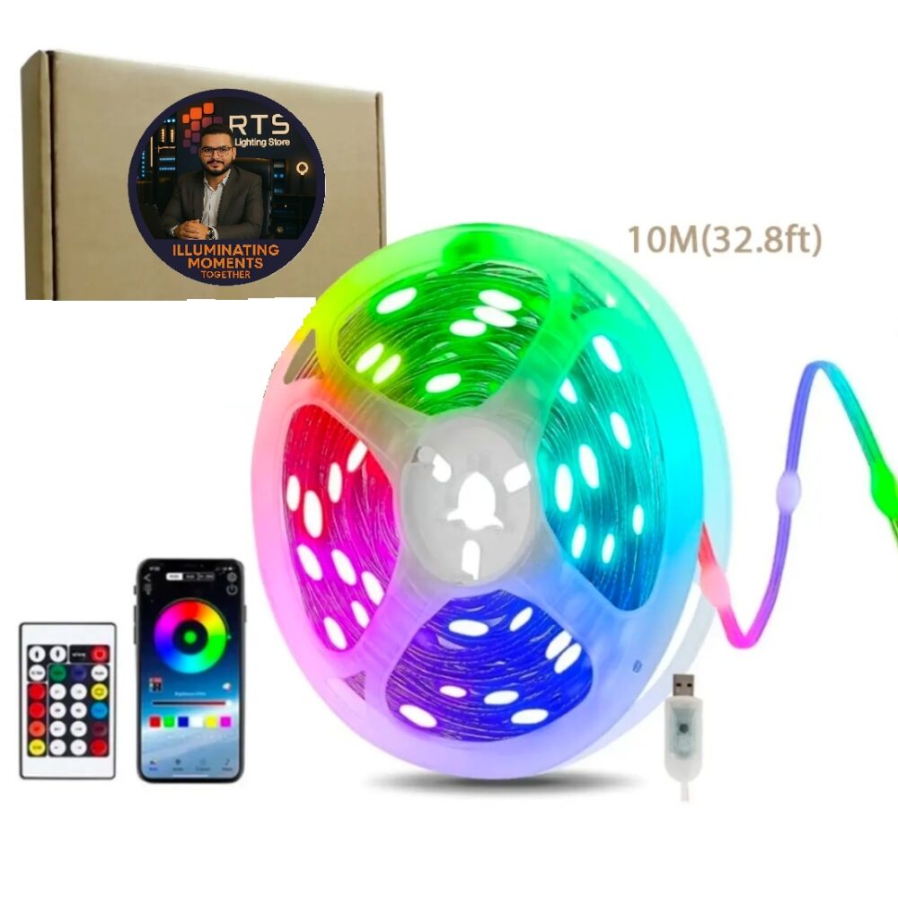 10M RGB LED Smart String Light | Bluetooth, USB, App & Remote Control | Waterproof with Music Sync