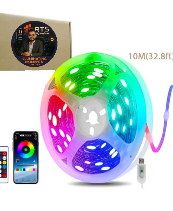 10M RGB LED Smart String Light | Bluetooth, USB, App & Remote Control | Waterproof with Music Sync